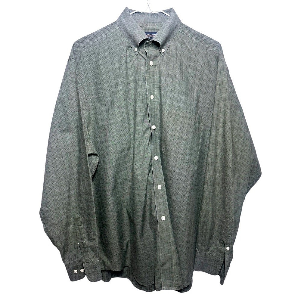 Roundtree & Yorke Mens Long Sleeve Button Down Plaid Dress Shirt Size‎ L Green